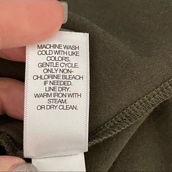 J. Jill Green Pure Jill Olive Asymmetrical Hem Crinkle Dress Lagenlook XS - Picture 6 of 9